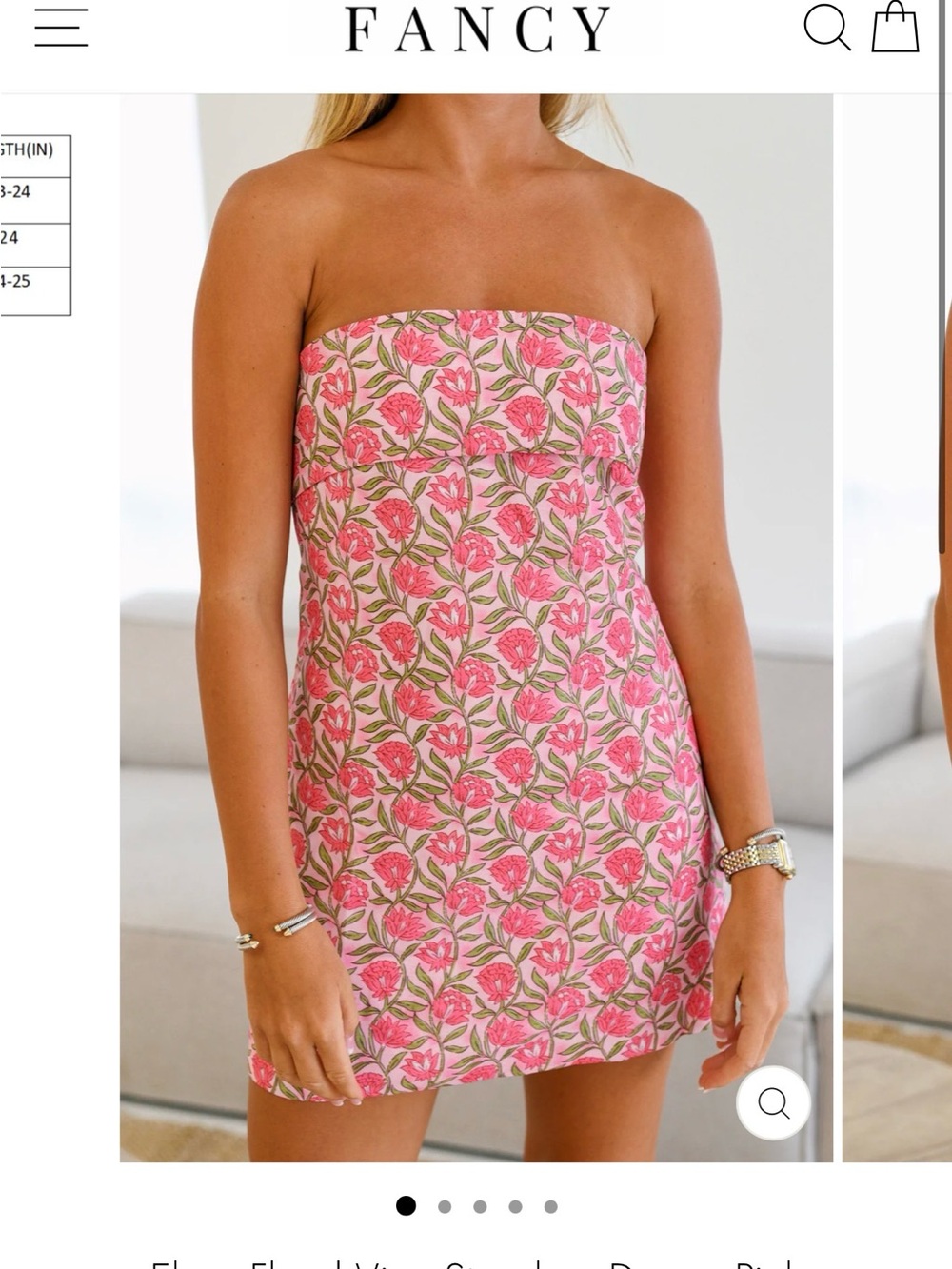 Strapless Pink Floral Summer Dress
